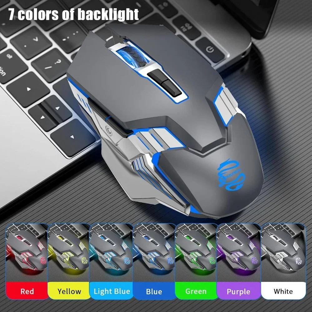 Bluetooth Mouse, Wireless Gaming Mouse with 800mAh Rechargeable Battery, 3 Modes